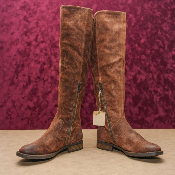 Born Borman Womens Brown Distressed Leather Knee High Boots 7.5M - Picture 2 of 8